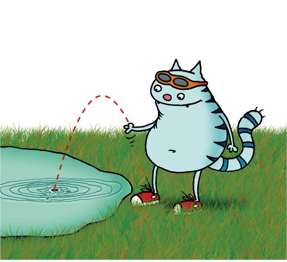 Vette visatud kivi tekitab laineid