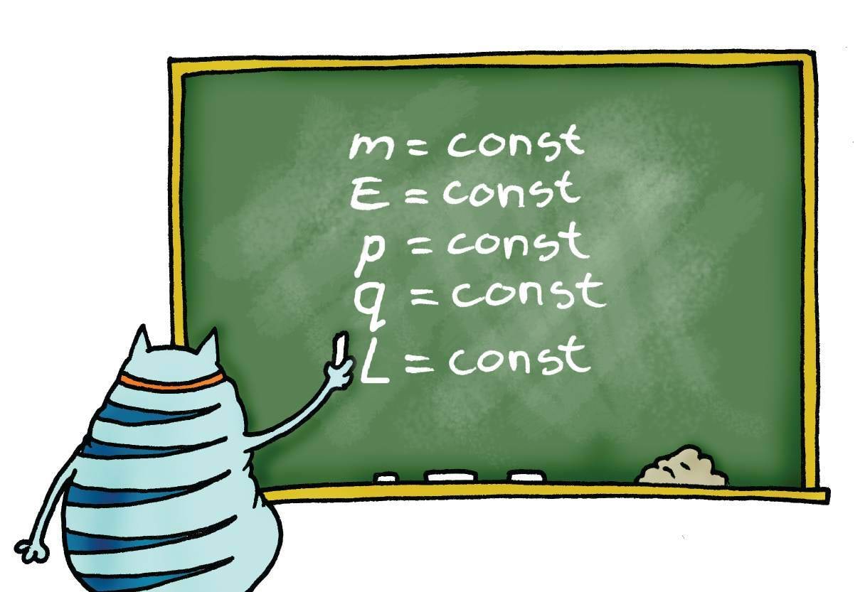 Konstandid tahvlil, kass kirjutab<br>