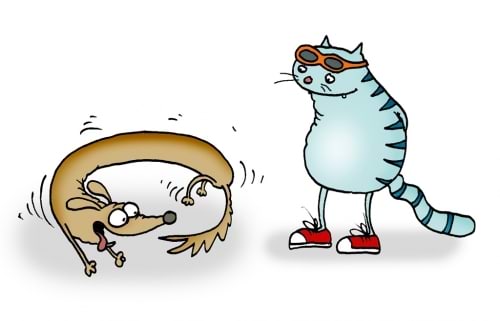 Saba taga ajav koer tagasiside illustreerimiseks