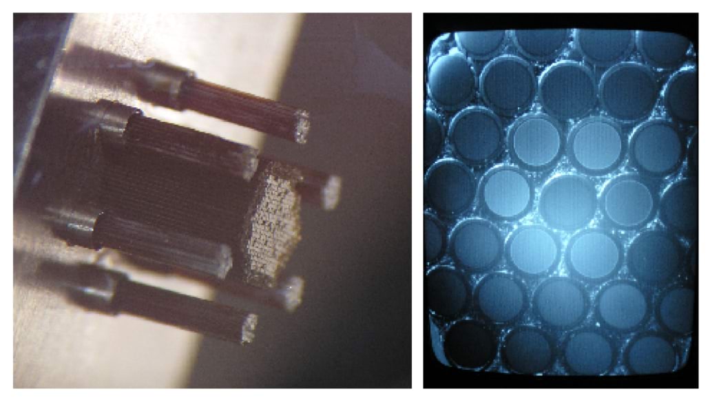 Fiiberteleskoobi valguskaablite kimp enne poleerimist