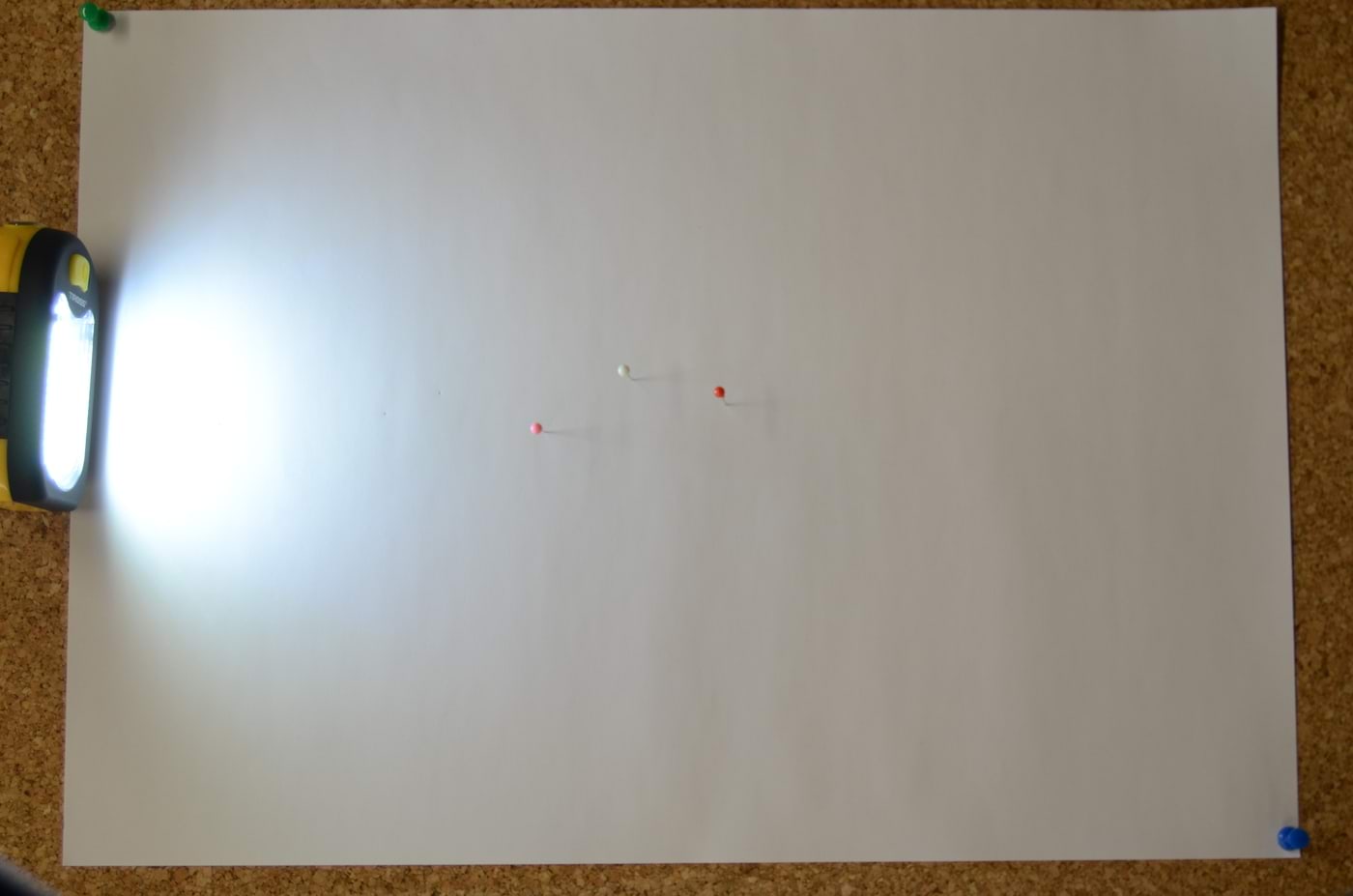 Nõela vari, suur valgusallikas, skeem