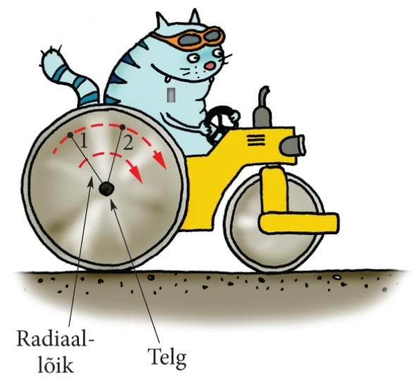 Kass teerullil, rulli pöörlemisnurk