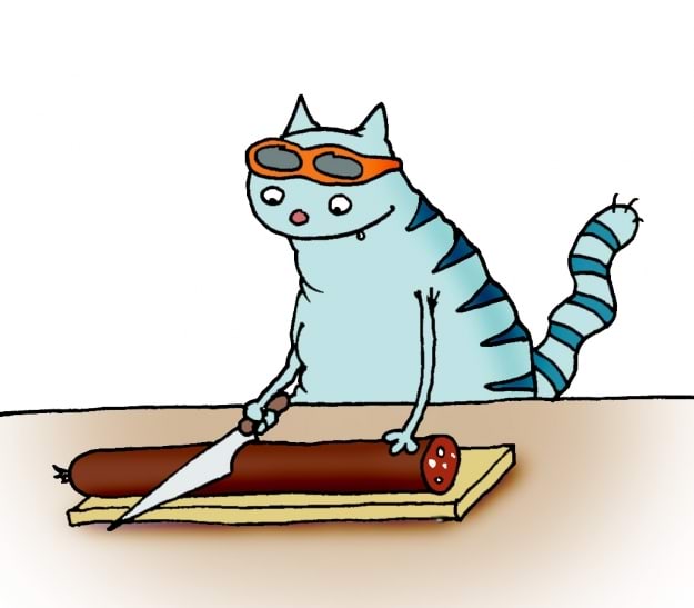 Kass lõikab vorsti, atomose printsiip