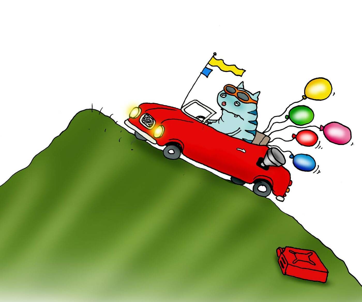 Kass sõidab ülesmäge