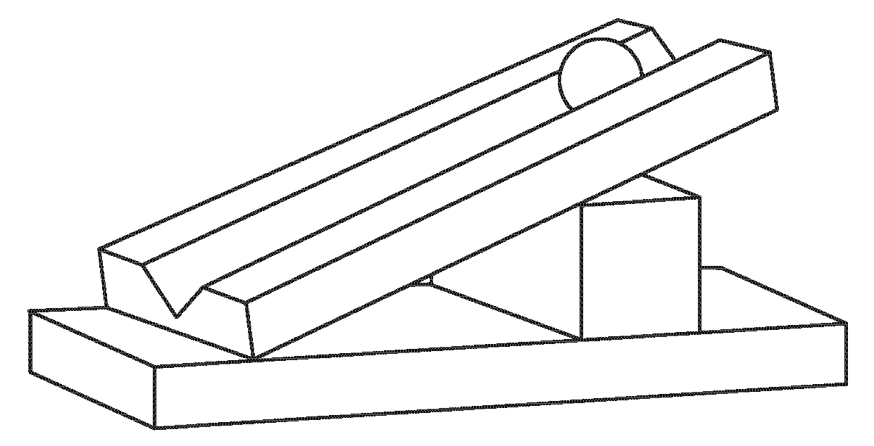 Joonis 1. Seade, millega Galilei uuris kiirenevat liikumist.