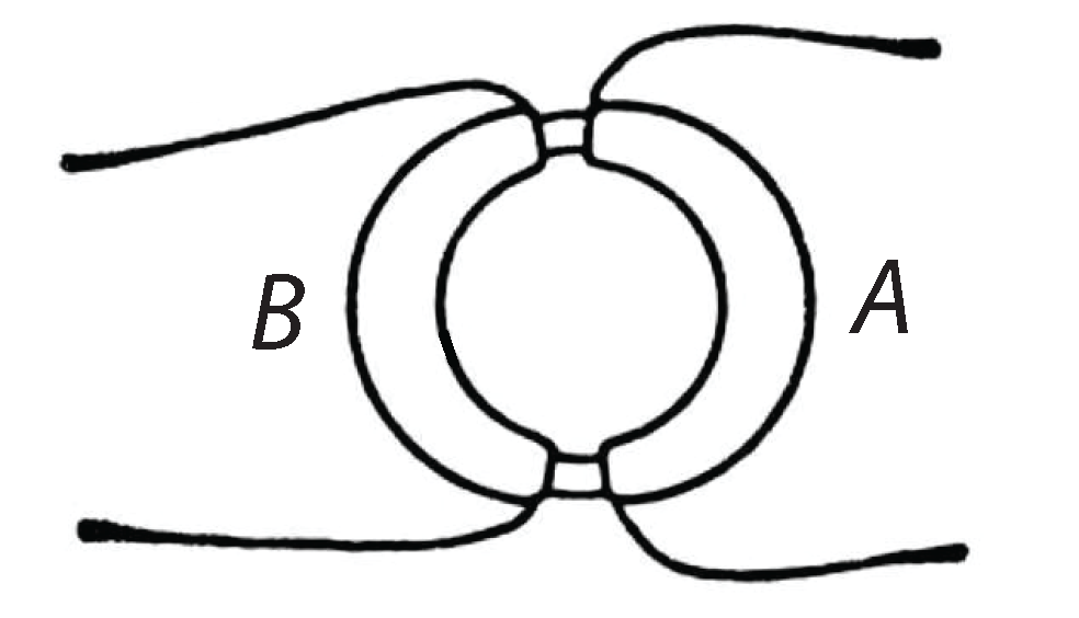 Joonis 30. Faraday skits poolist, mille abil ta avastas elektromagnetilise induktsiooni.